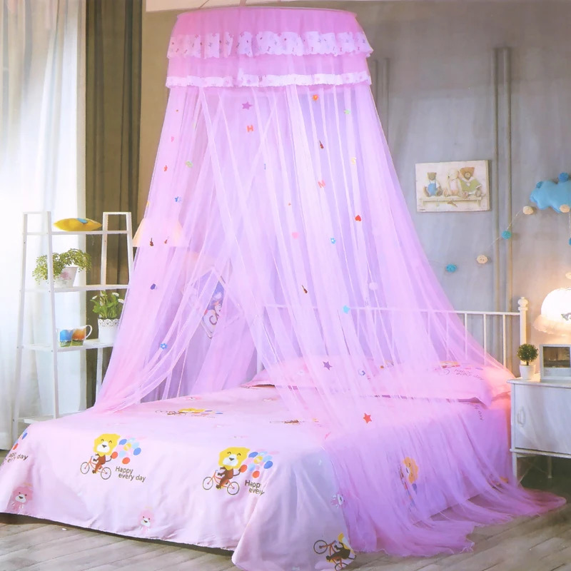 Dome treo muỗi Net dễ dàng để cài đặt cô gái phòng trang trí nội thất mái vòm Giường lưới tán ren giường tán 4 màu sắc