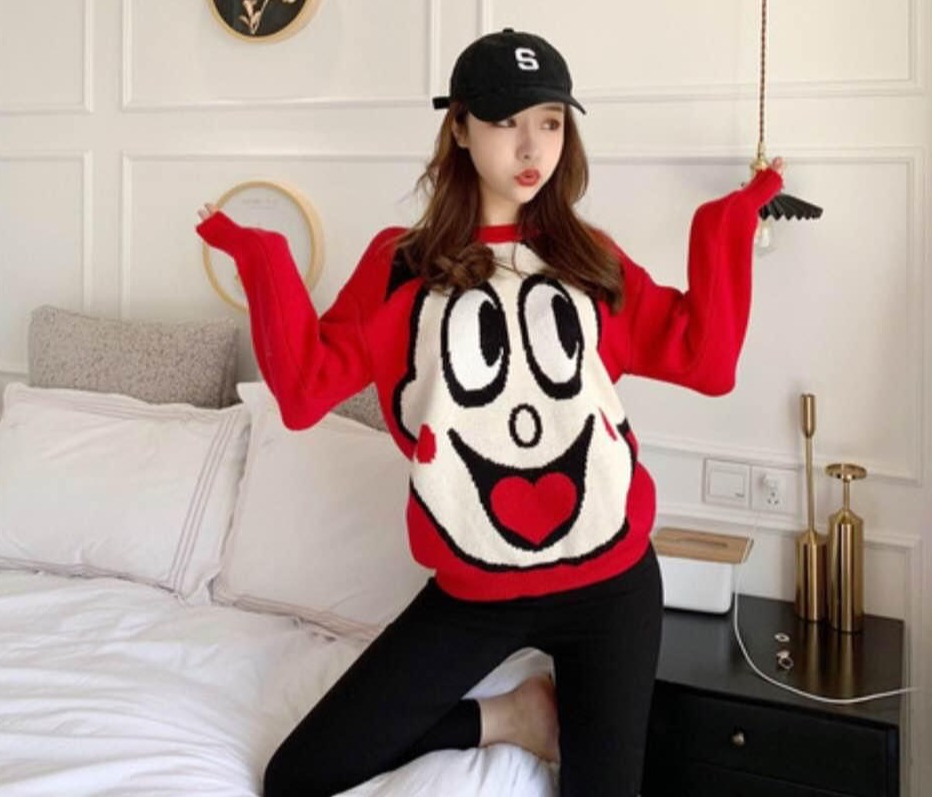 Mạnh Dũng Store 1 Hot Trend 2020 [Hình Thật] Áo khoác Sweater Mặt Cười Đỏ Nỉ Y7