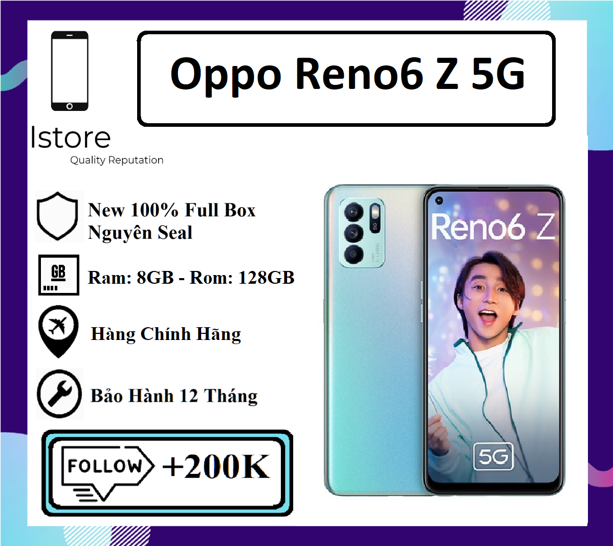Điện thoại oppo reno6 z 5g - hàng chính hãng