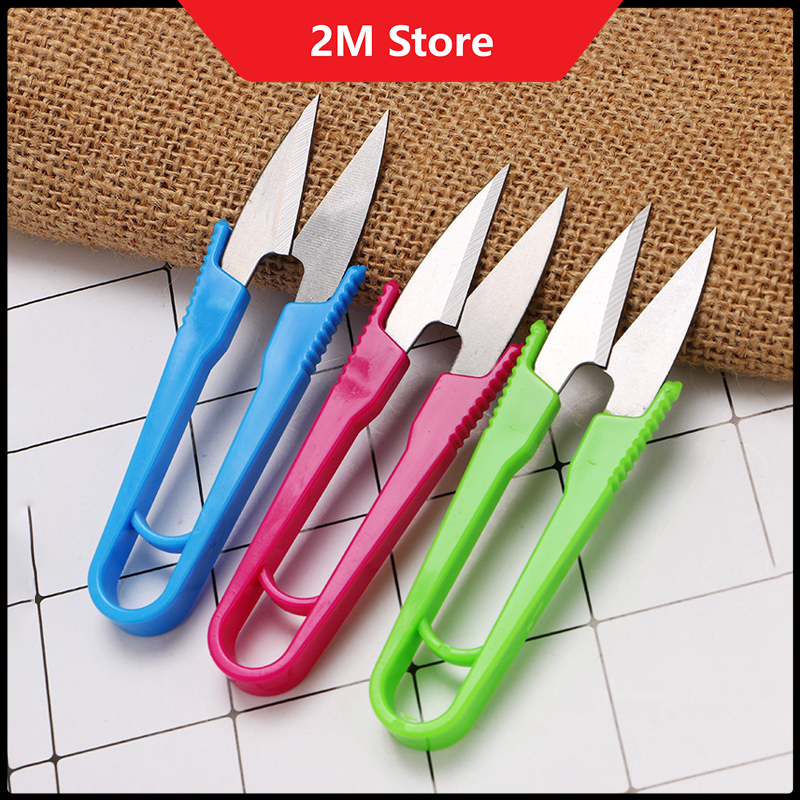 Combo 10 Kéo Bấm Chỉ - Kéo Cắt Chỉ Cán Nhựa Chữ U Nhiều Màu HSA1121