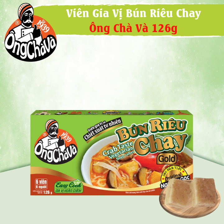 Viên gia vị bún riêu chay ông chà và gold 126g - nấu ngon chuẩn vị không cần nêm nếm