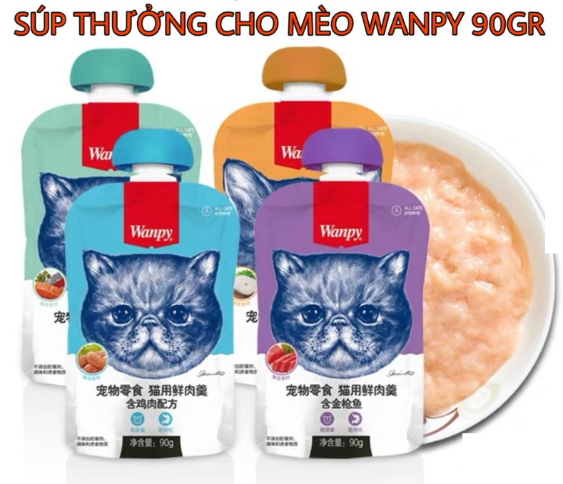 Sốt thưởng cho mèo Wanpy Tasty Meat nắp vặn 90g dạng kem súp