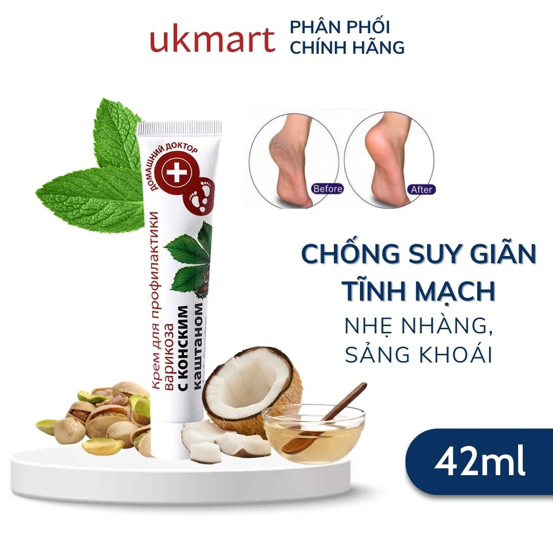 Kem Dưỡng Da Chân Domashnij Doctor Chống Nứt Nẻ Gót, Giảm Giãn Tĩnh Mạch Chiết Xuất Cây Lược Vàng Và Hạt Dẻ Ngựa 42ml