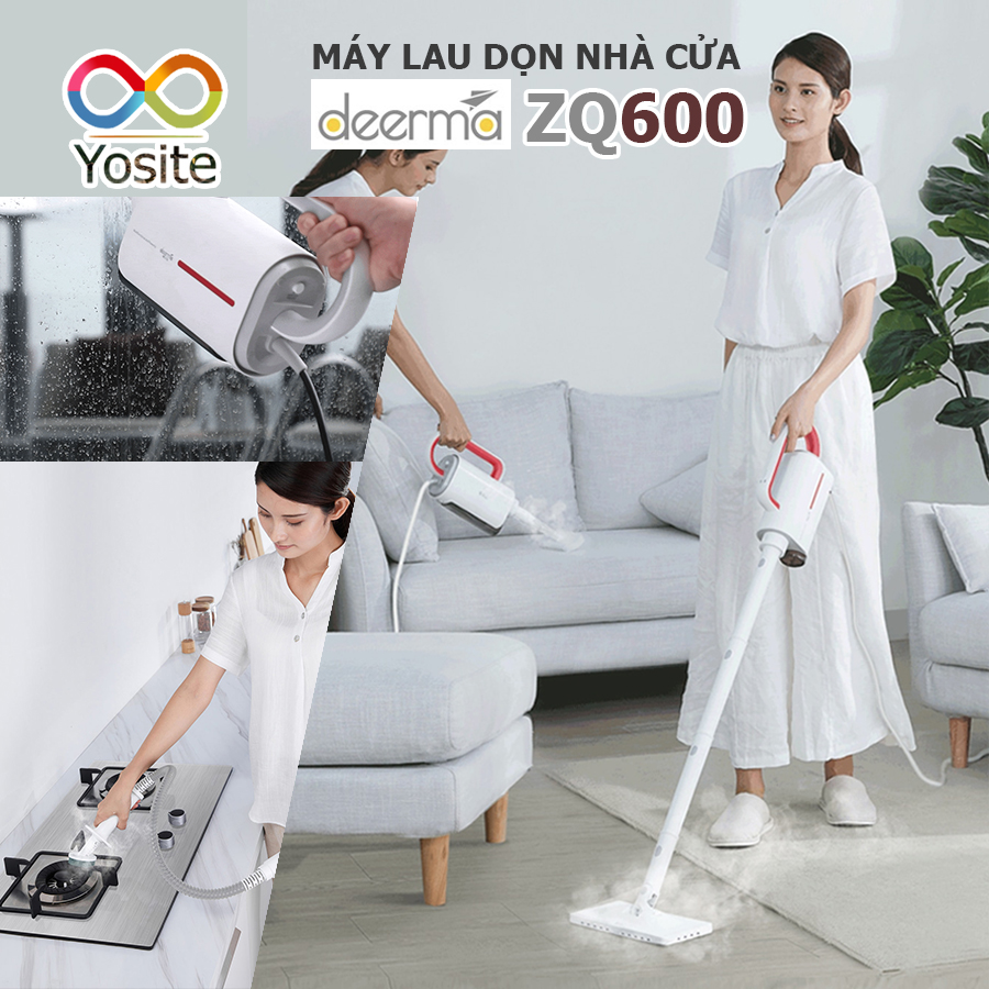 Máy lau nhà cầm tay hơi nước Deerma ZQ600 khử trùng tối đa lau sạch mọi bề mặt, lau mọi không gian mà không tốn công sức_BH  Tháng