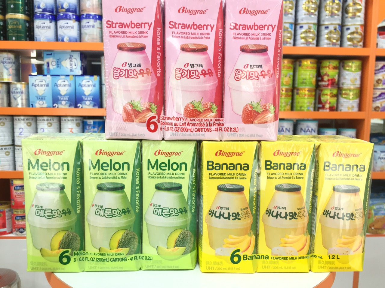 Sữa hàn quốc binggrae vị dưa lưới - chuối - dâu lốc 6 hộp