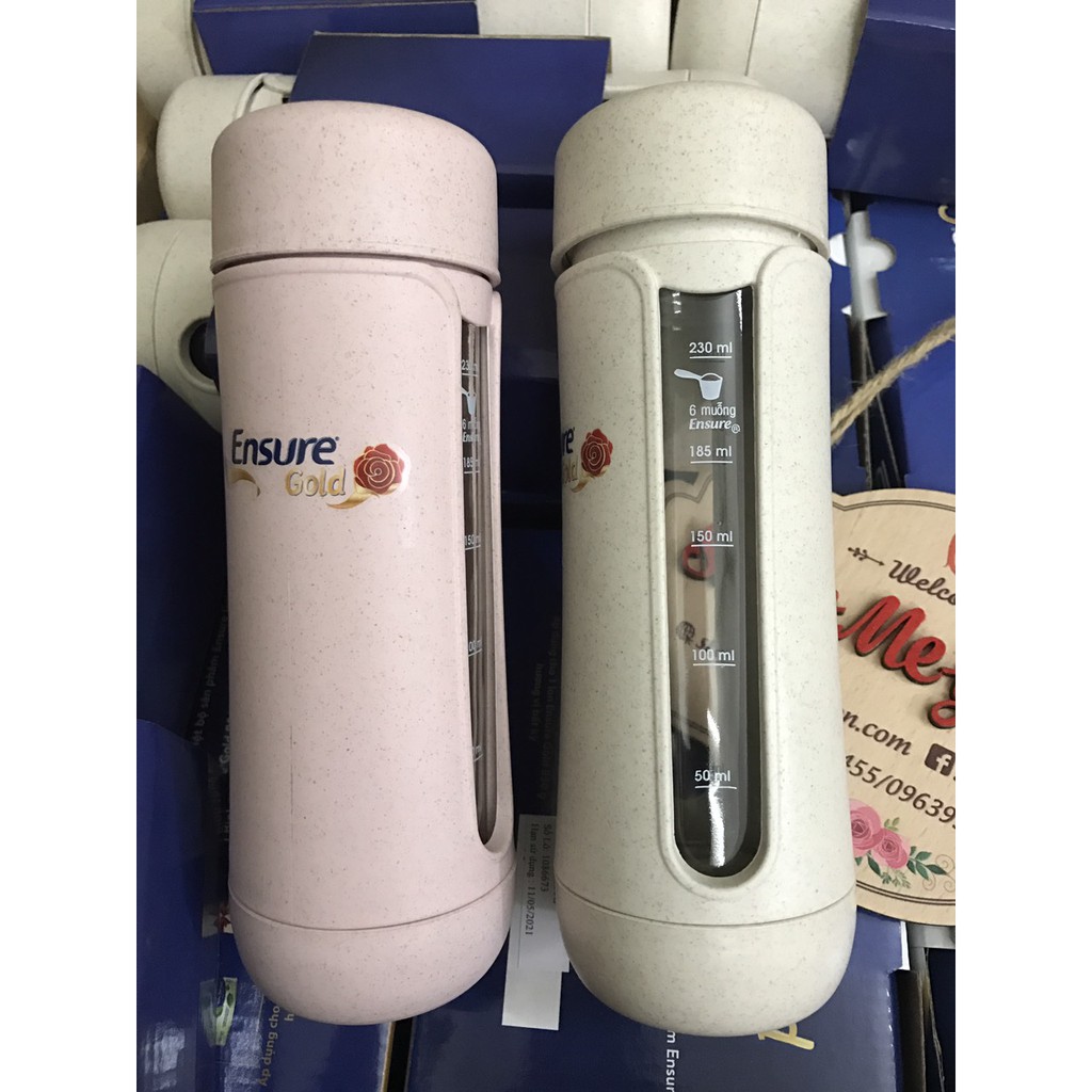 Bình thủy tinh chia vạch bọc nhựa lúa mạch 300ml