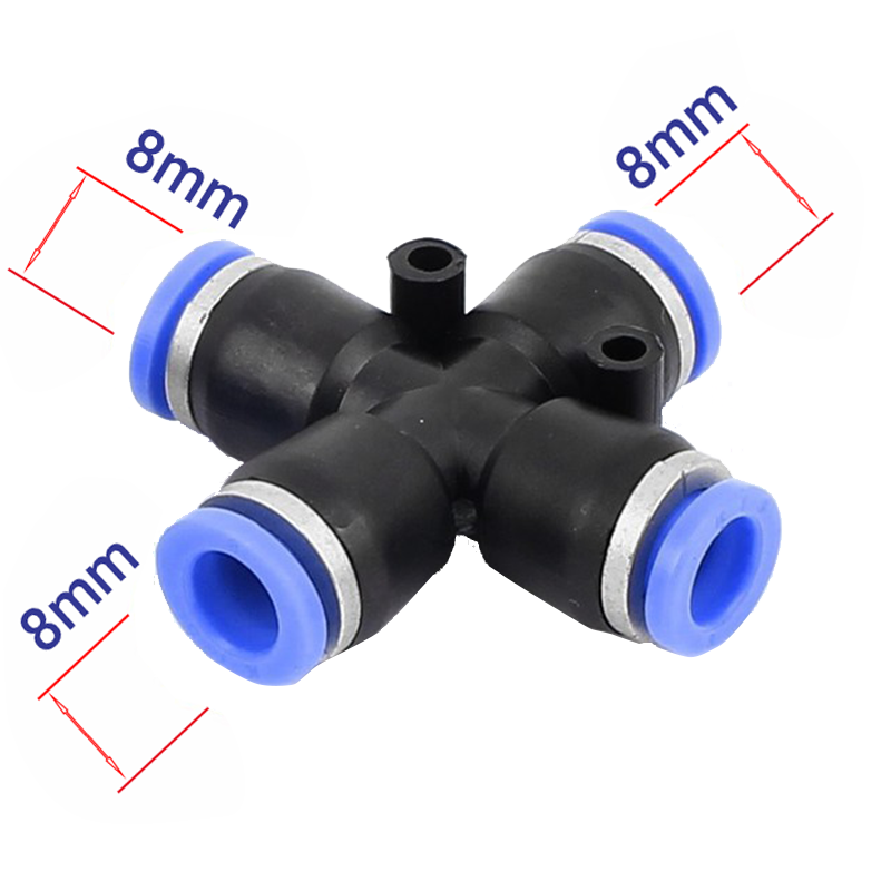 5 Đầu nối chữ thập 4 hướng nhựa nối ống 4-6-8-10-12mm