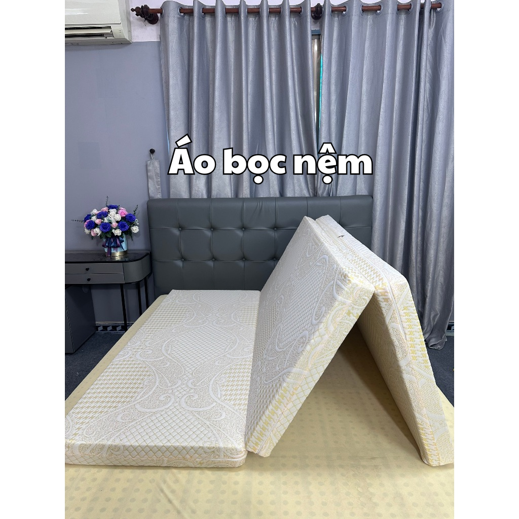 Áo Bọc Nệm Gấp 3 Có khoá Kéo Vải Gấm Thun Cao Cấp Nhập Khẩu