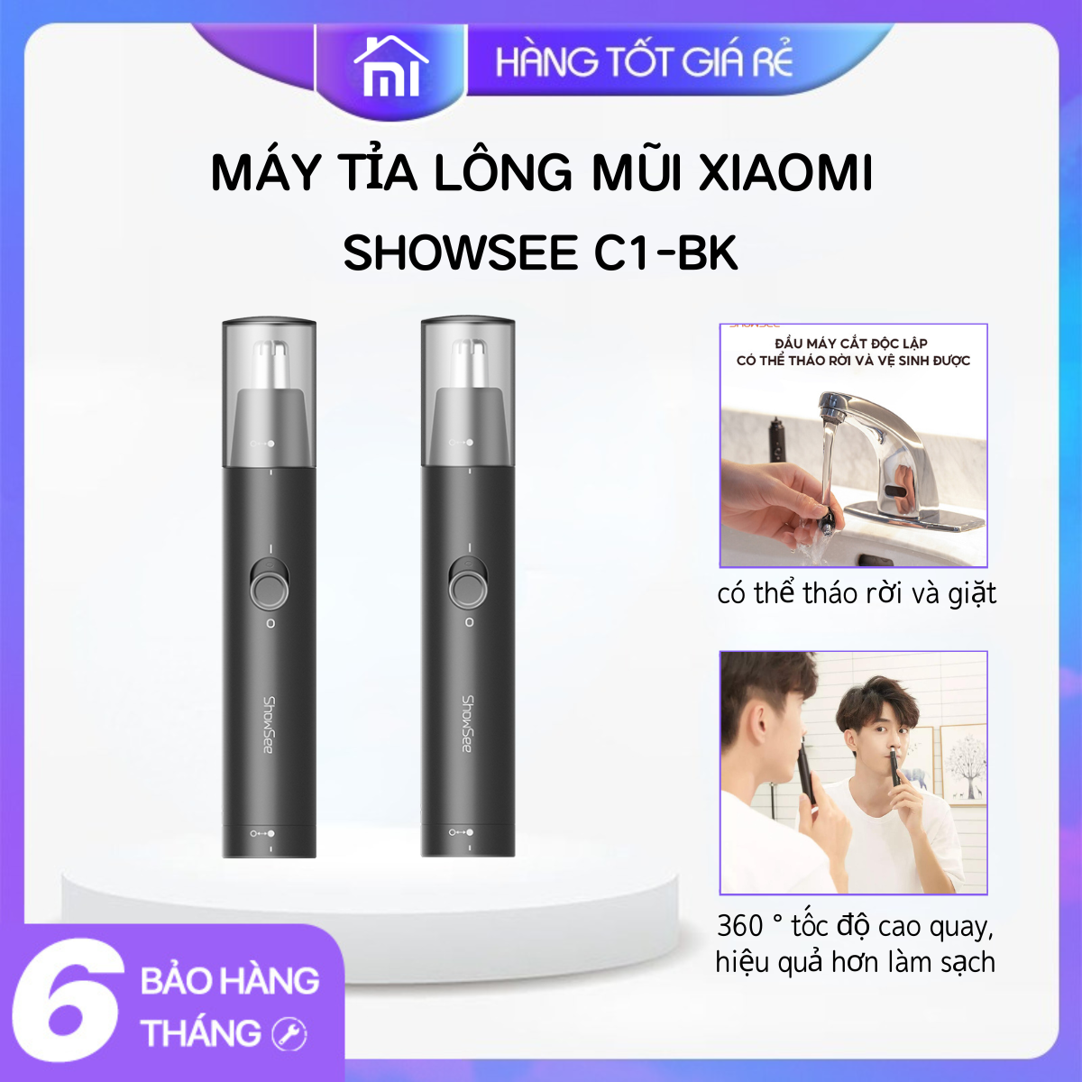 Máy tỉa lông mũi Xiaomi ShowSee C1-BK có kết cấu giống như một chiếc bút nhỏngười dùng có thể linh hoạt mang theo bên cạnh - Mijia