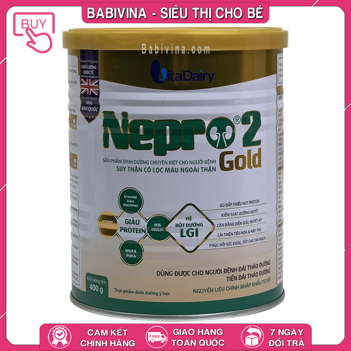[LẺ GIÁ SỈ] Sữa Nepro Gold 2 400g | Dinh Dưỡng Dành Cho Bệnh Nhân Chạy Thận, Tiểu Đường | Mua Sữa Thận Nepro Gold Chính Hãng Vitadairy, Date Mới, Giá Tốt Tại Babivina