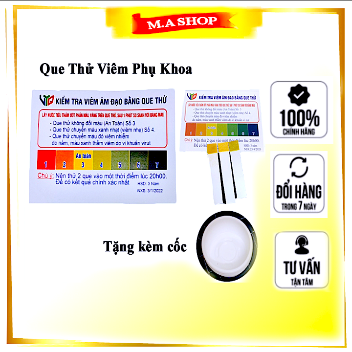 Que Kiểm Tra Viêm Âm Đạo Que thử viêm phụ khoa Tặng kèm cốc