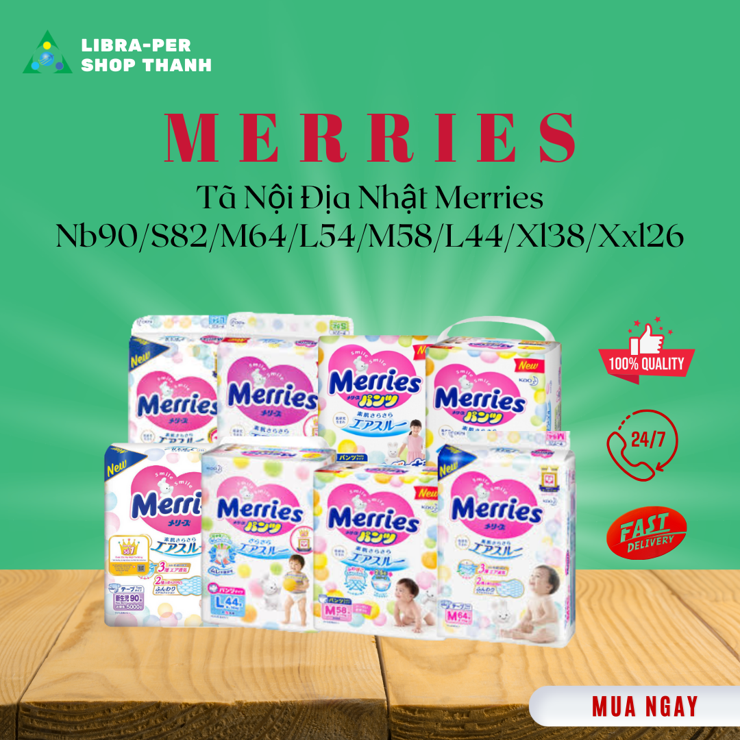Tã nội địa nhật - meries dán nb90/s82/m64/l54 quần m58/l44/xl38//xxl26