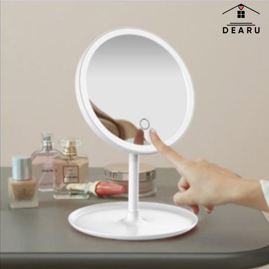 Gương trang điểm có đèn led ánh sáng 3 cấp độ, Gương trang điểm pin sạc USB, Bảo hành 1-1
