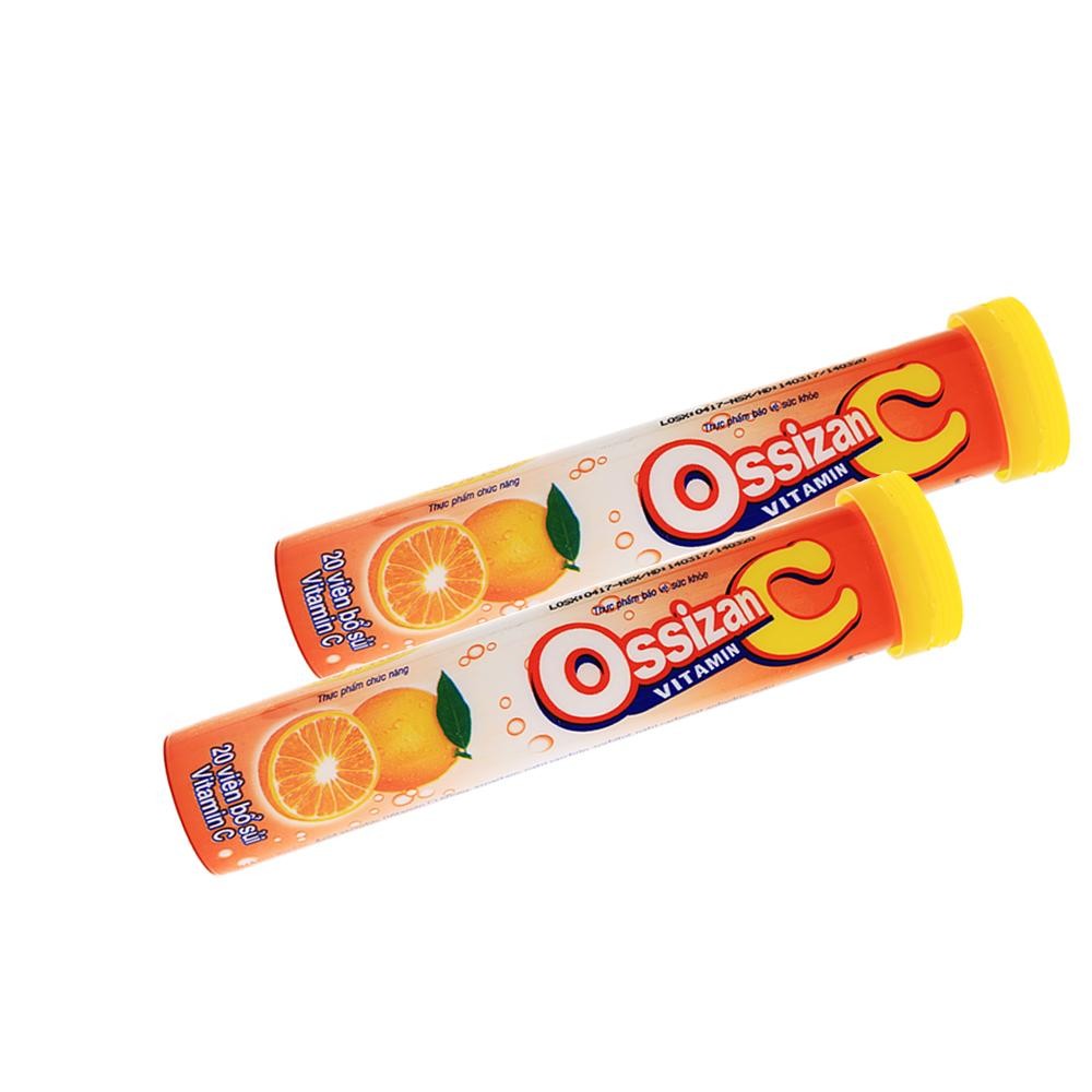 Viên sủi C, tăng cường đề kháng, vị CAM - Viên bổ sủi Vitamin C Ossizan vị CAM Trường Thọ - Ống 20 viên