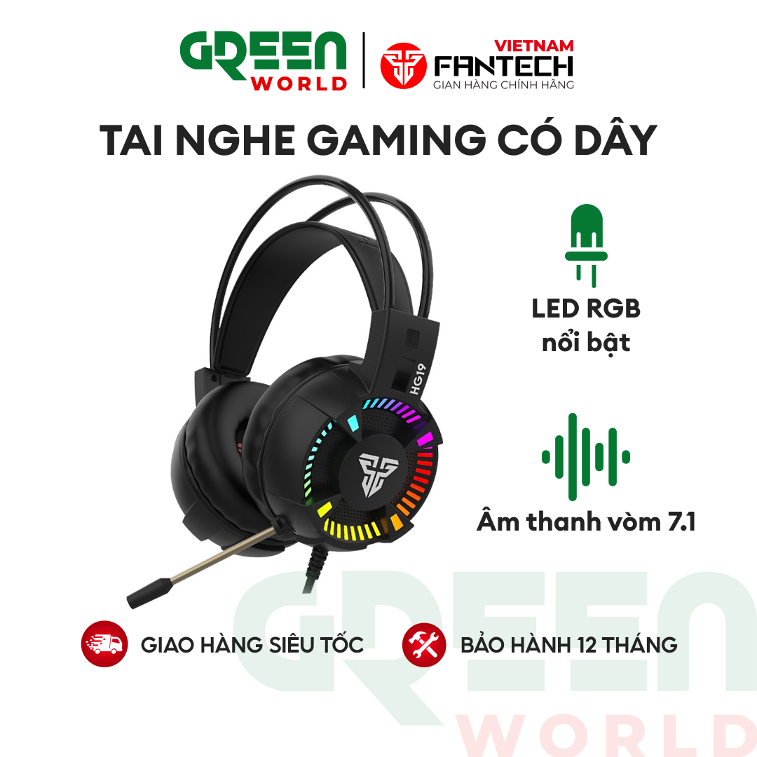 Tai nghe Gaming có dây 3.5mm hỗ trợ mic LED RGB âm thanh chất lượng cao Fantech HG19