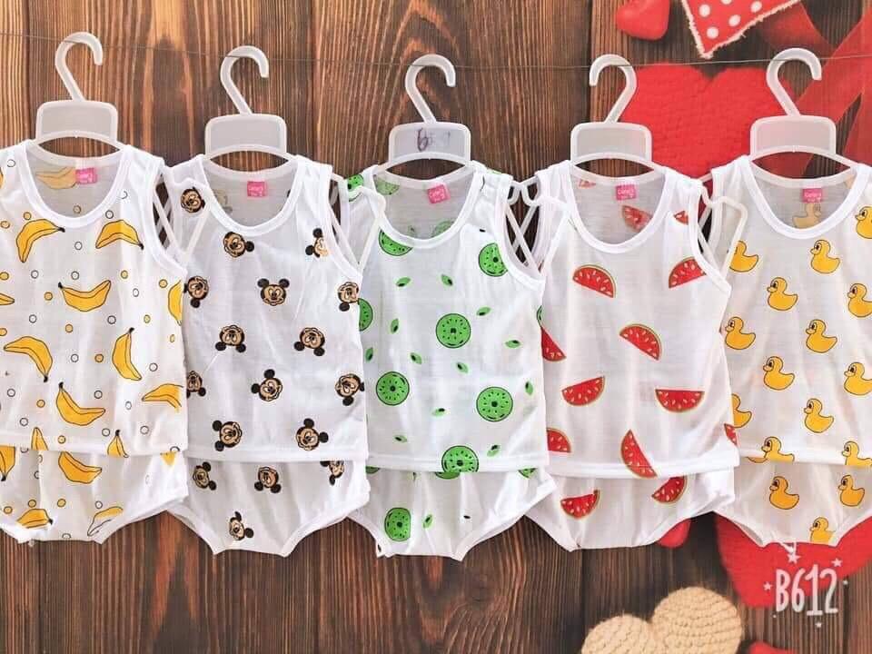 Sét 5 bộ cotton chíp mẫu trái cây cho bé trai / bé gái