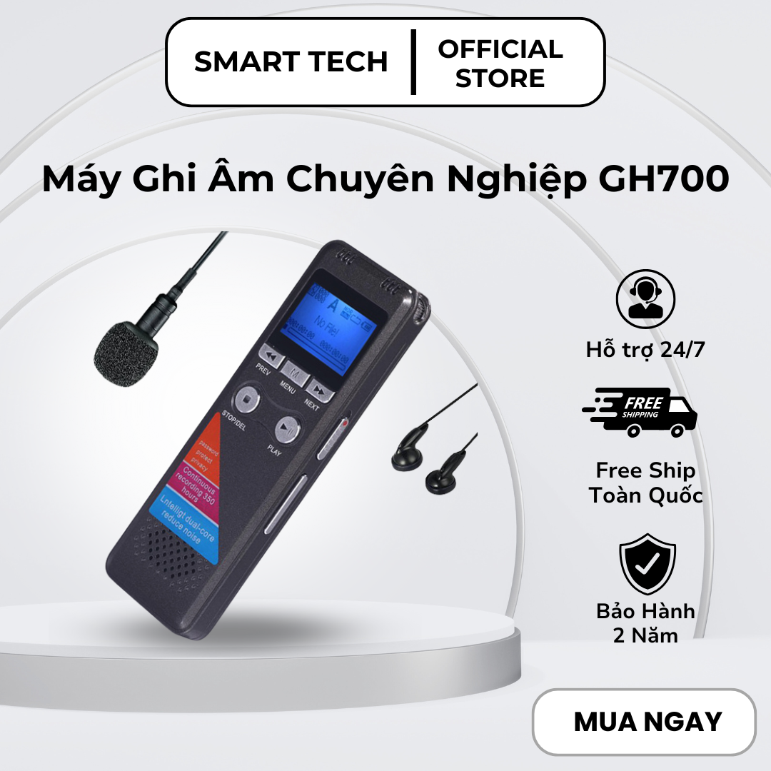 Máy Ghi Âm Chuyên Nghiệp Sony GH700- Máy Thu Âm Giọng Nói Cao Cấp- Bộ Nhớ Khủng 16GB, 32GB, 64GB- Máy Ghi Âm Lọc Tiếng Ồn- Thời Lượng Pin 350 Giờ Ghi Âm. Bảo Hành 2 Năm, Lỗi Đổi Mới.