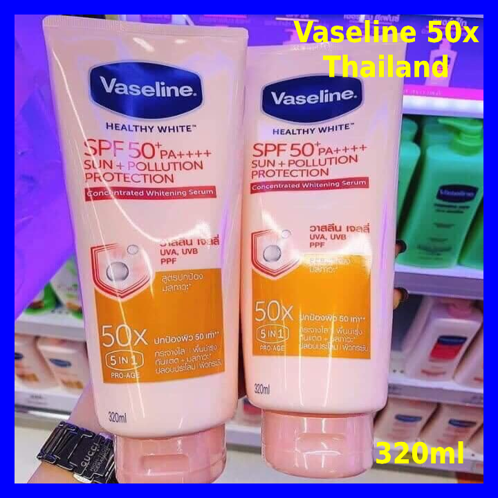 Vaseline Dưỡng trắng chống nắng 320ml Thailand - Sun Pollution Protection SPF 50+ PA