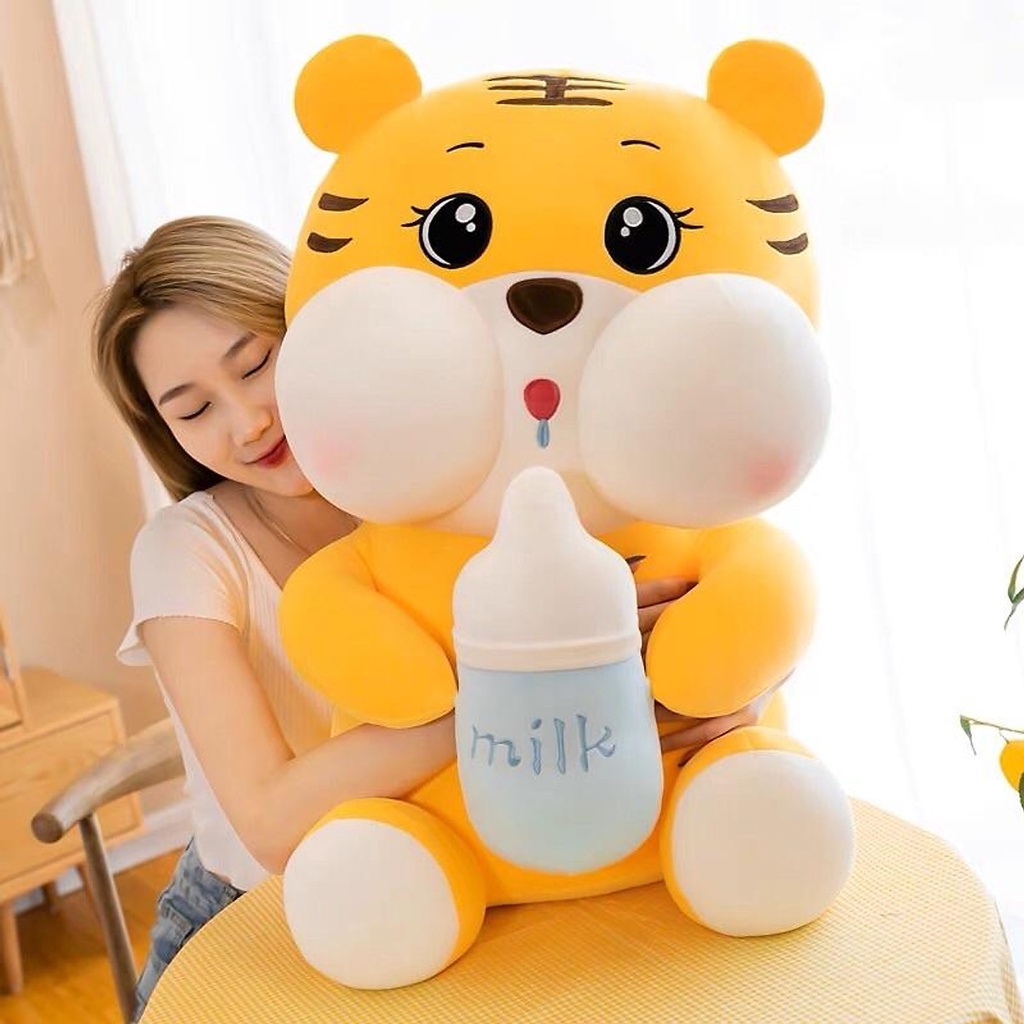 Gấu bông hổ ôm bình sữa - thú bông cọp ôm bình milk cao cấp