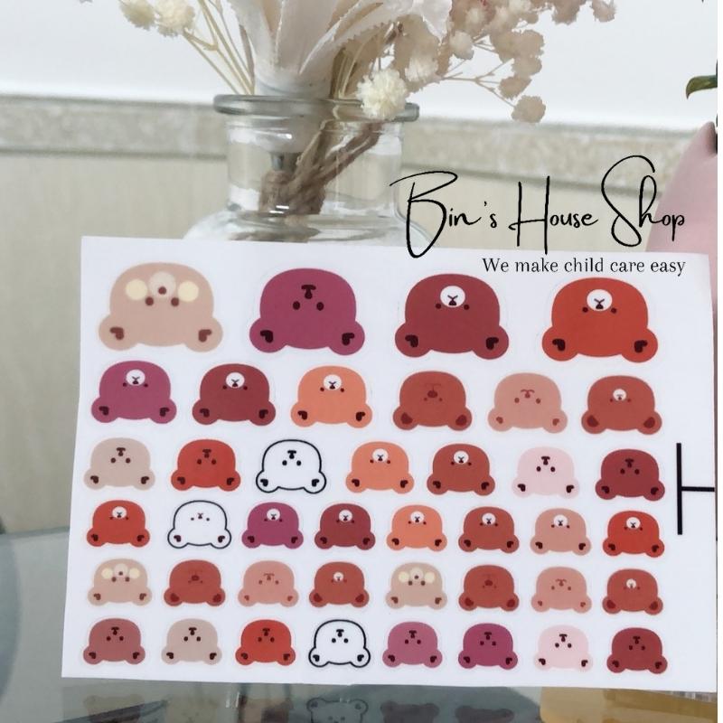 Sticker nhiệt dán bình sữa và đồ dùng cho bé / Sticker Gấu