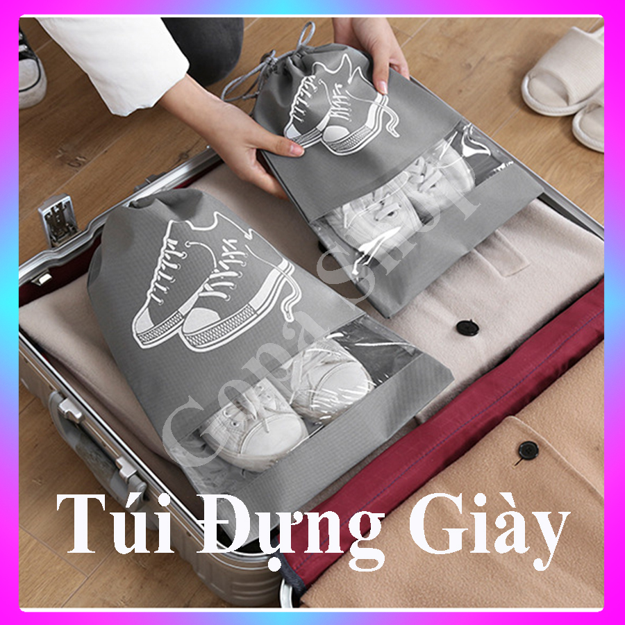 Túi Đựng Giày Dép Túi Đựng Giầy Túi Bọc Giầy Dép Du Lịch Có Dây Rút Loại To 43x32 cm Không Thấm Nước