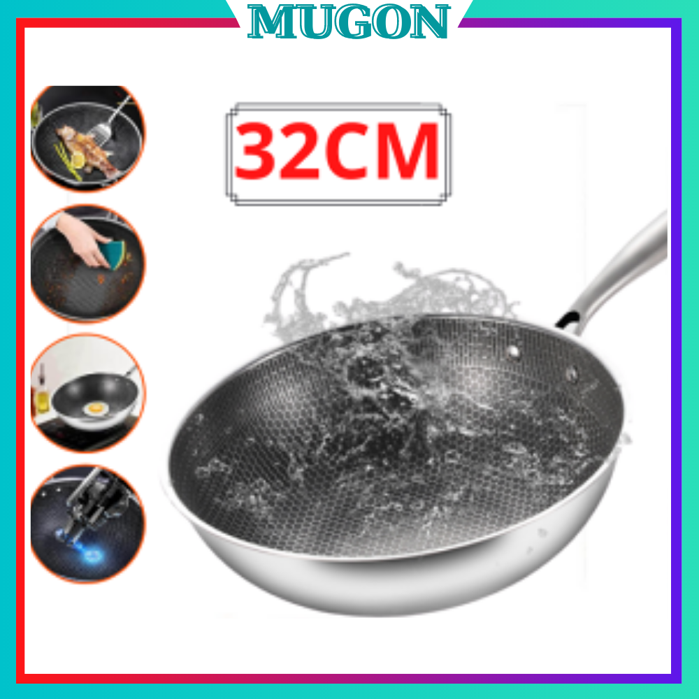 Chảo tổ ong lòng sâu chống dính 32cm - chảo chống dính dùng cho mọi loại bếp