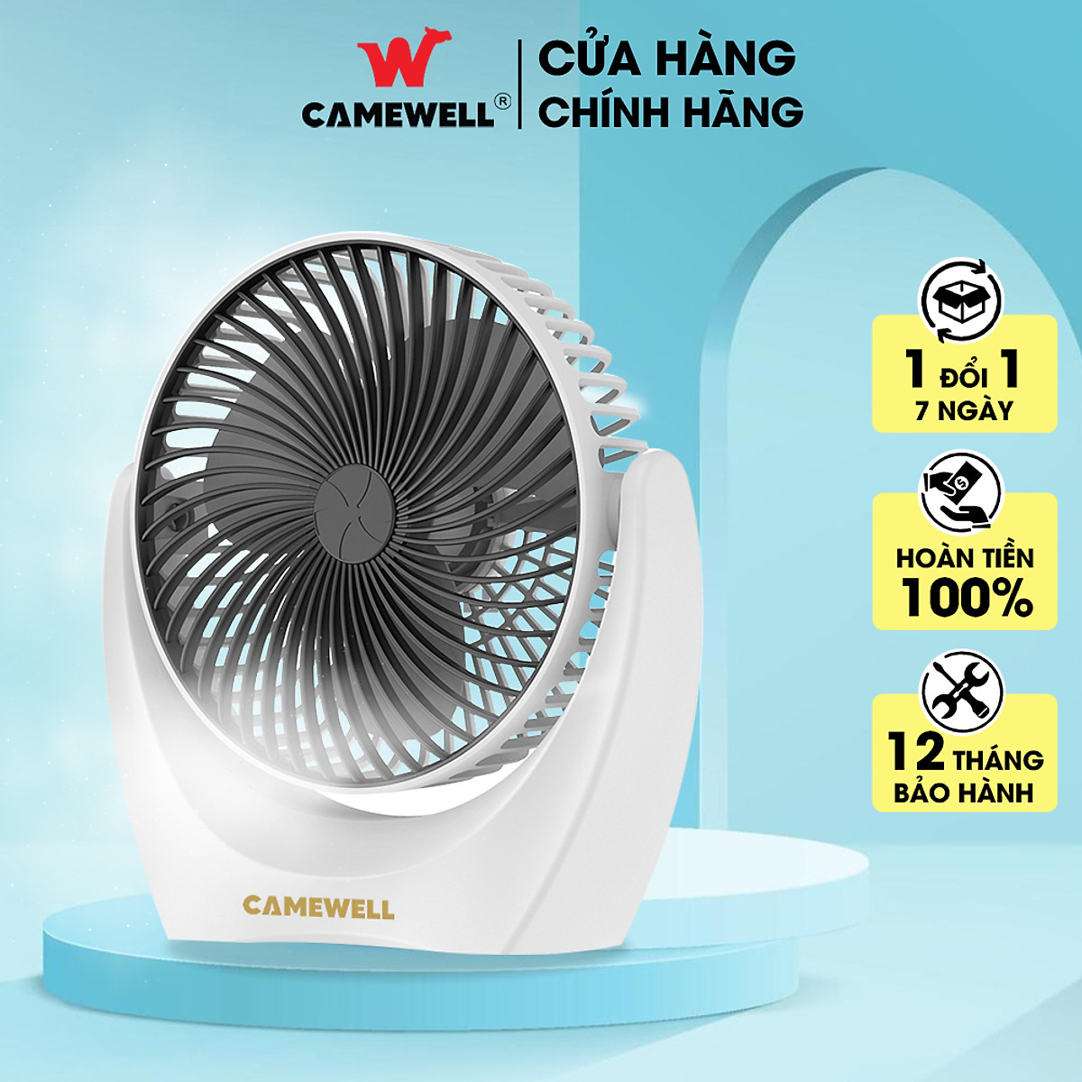 Quạt tích điện xoay 360 độ - quạt tích điện mini để bàn
