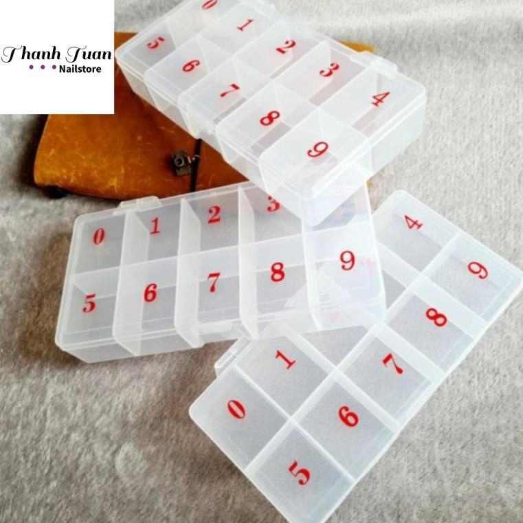 Hộp đựng móng giả, đá - Hộp 10 ô đựng nail - Phụ kiện đồ nail Thanh Tuấn