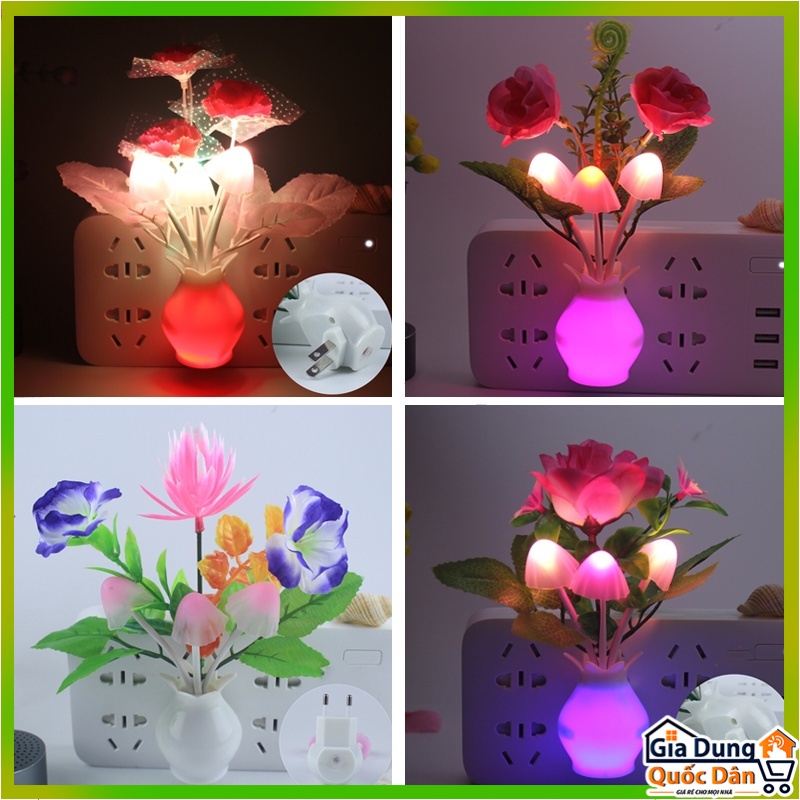 Đèn ngủ rừng nấm cảm biến ánh sáng - Đèn ngủ cảm biến ánh sáng hình nấm tự đổi màu