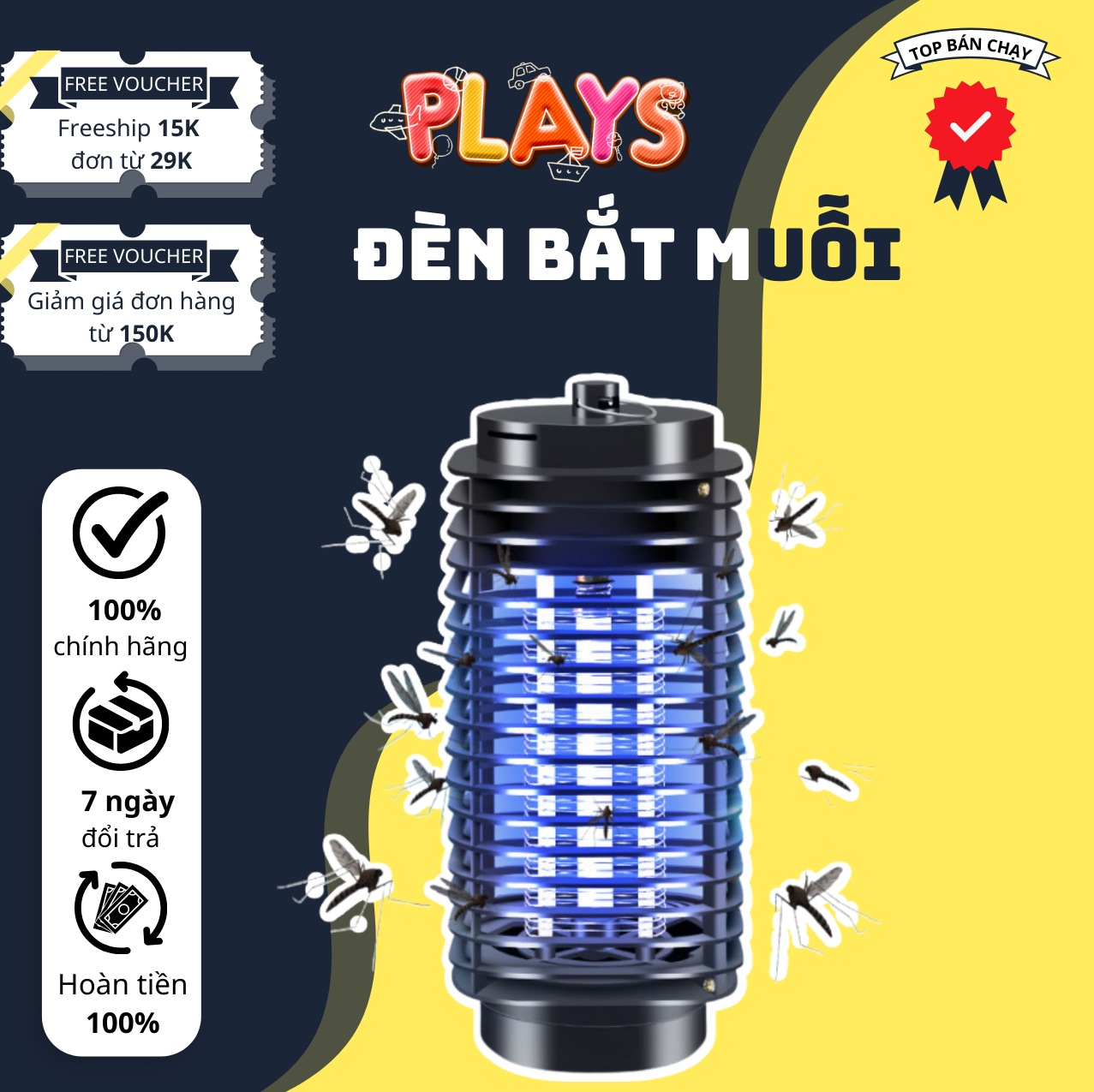 Đèn bắt muỗi Chuồn Chuồn 11W hiệu quả,  bóng máy băt muỗi model đuổi chống diệt côn trùng, Đèn Diệt Côn Trùng Thông Minh