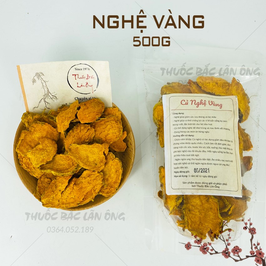 Nghệ vàng thái lát khô, sạch 500g