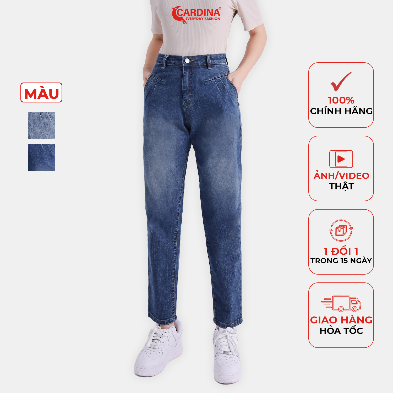 Quần Jeans Nữ Dáng Baggy Cài Khuy Có Khóa Kéo Dễ Mix Đồ 2Q12