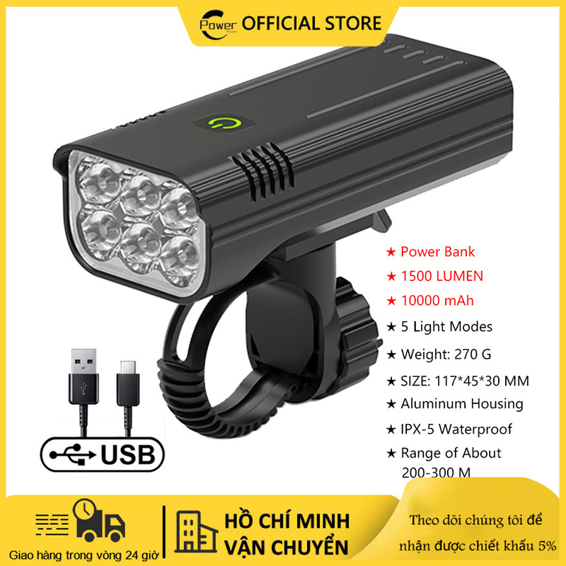 Đèn xe đạp đèn led sạc usb chống mưa đèn trước đường 900 lumens đèn pin xe đạp nhôm đèn hậu đèn xe đạp
