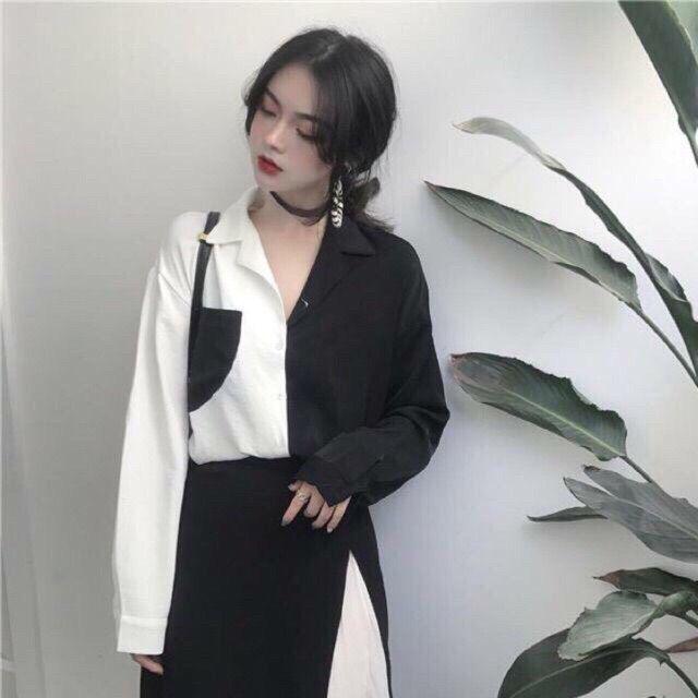 Áo sơ mi phối 2 màu năng động, cá tính 1131a12-3b1