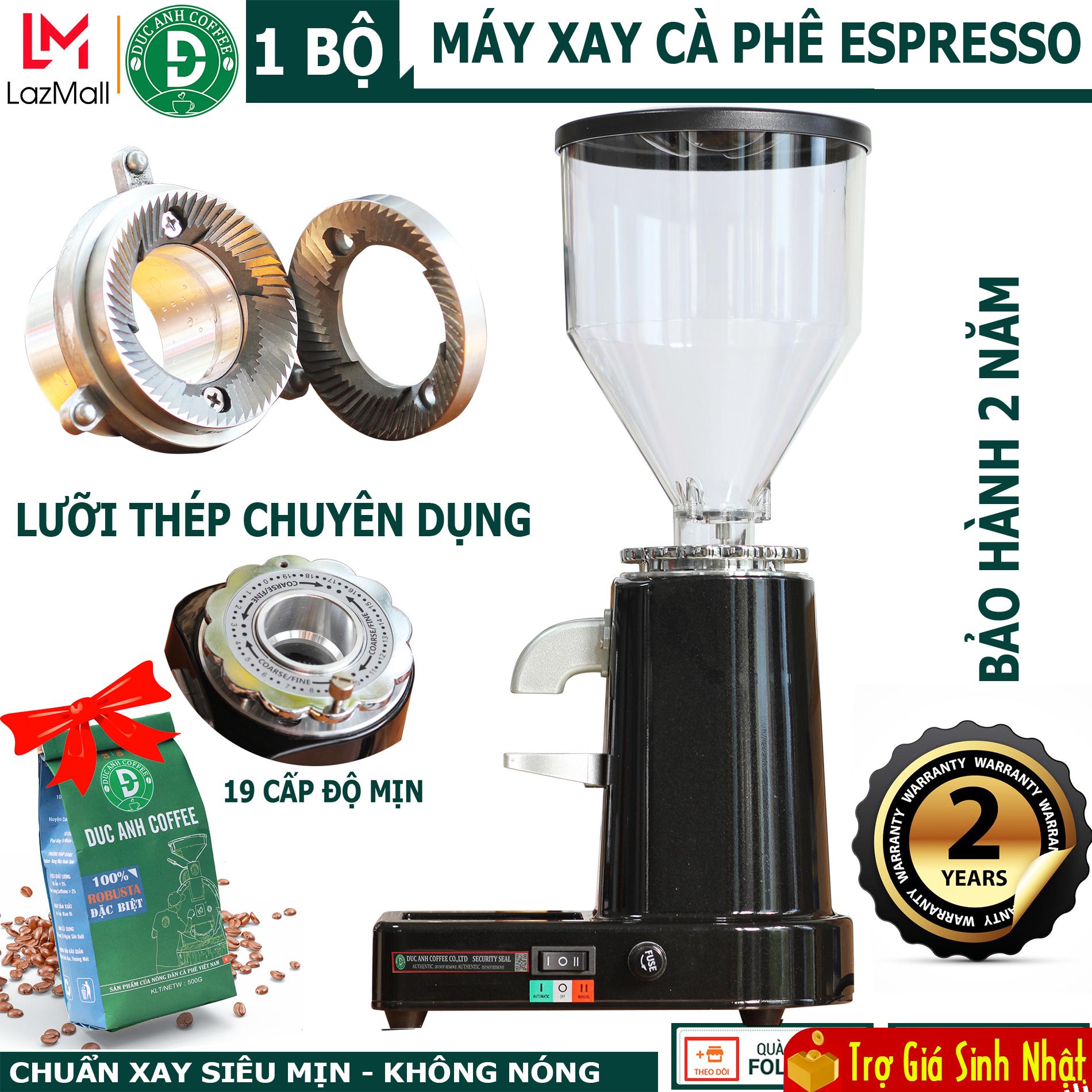 [Trả góp 0%]Máy xay cà phê chuyên dụng cho pha máy LD919 ĐEN công suất 200w dùng tốt cho pha phin dùng xay cafe công suất lớn cho quán và gia đình màu đen sang trọng