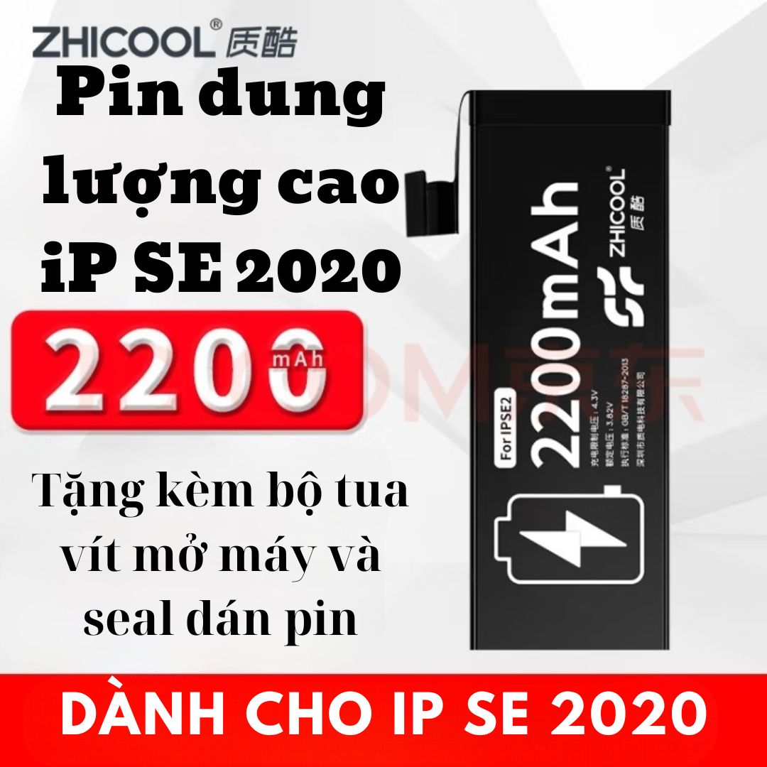  Pin iP SE 2020 DUNG LƯỢNG CAO 2200mAh Tặng kèm bộ mở máy và seal dán pin  Bảo hành 3 tháng 