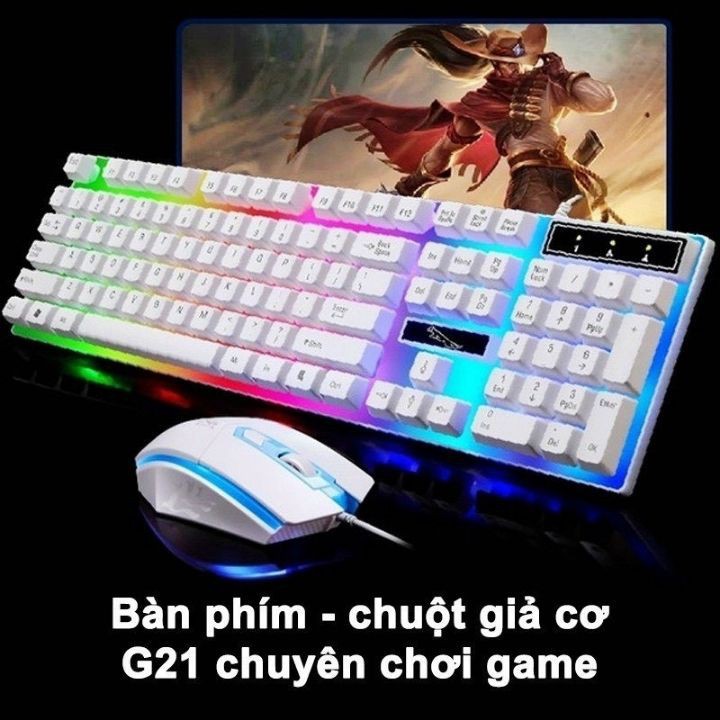 Bàn Phím Gaming Đèn Led 7 Màu, Kèm Chuột  G21, Phím Giả Cơ, Chơi Game, Văn Phòng Cho Máy Tính Laptop