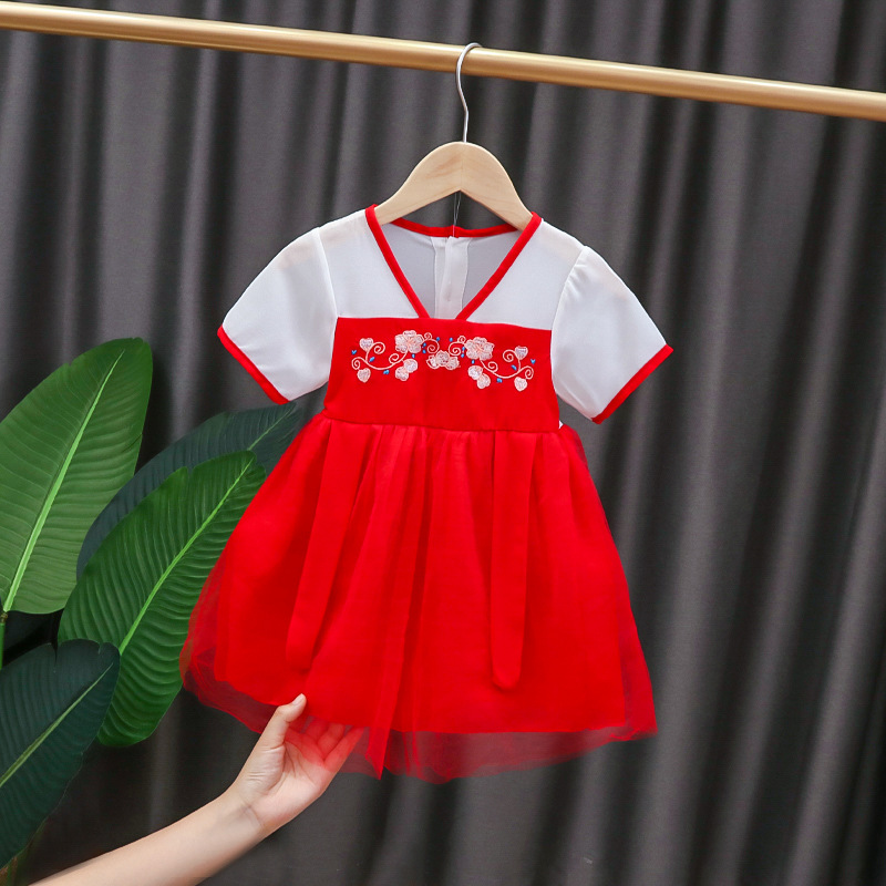 Váy đầm Hanbok bé gái họa tiết hoa nhí cực dễ thương, chất cotton thoáng mát size cho bé 5-12kg