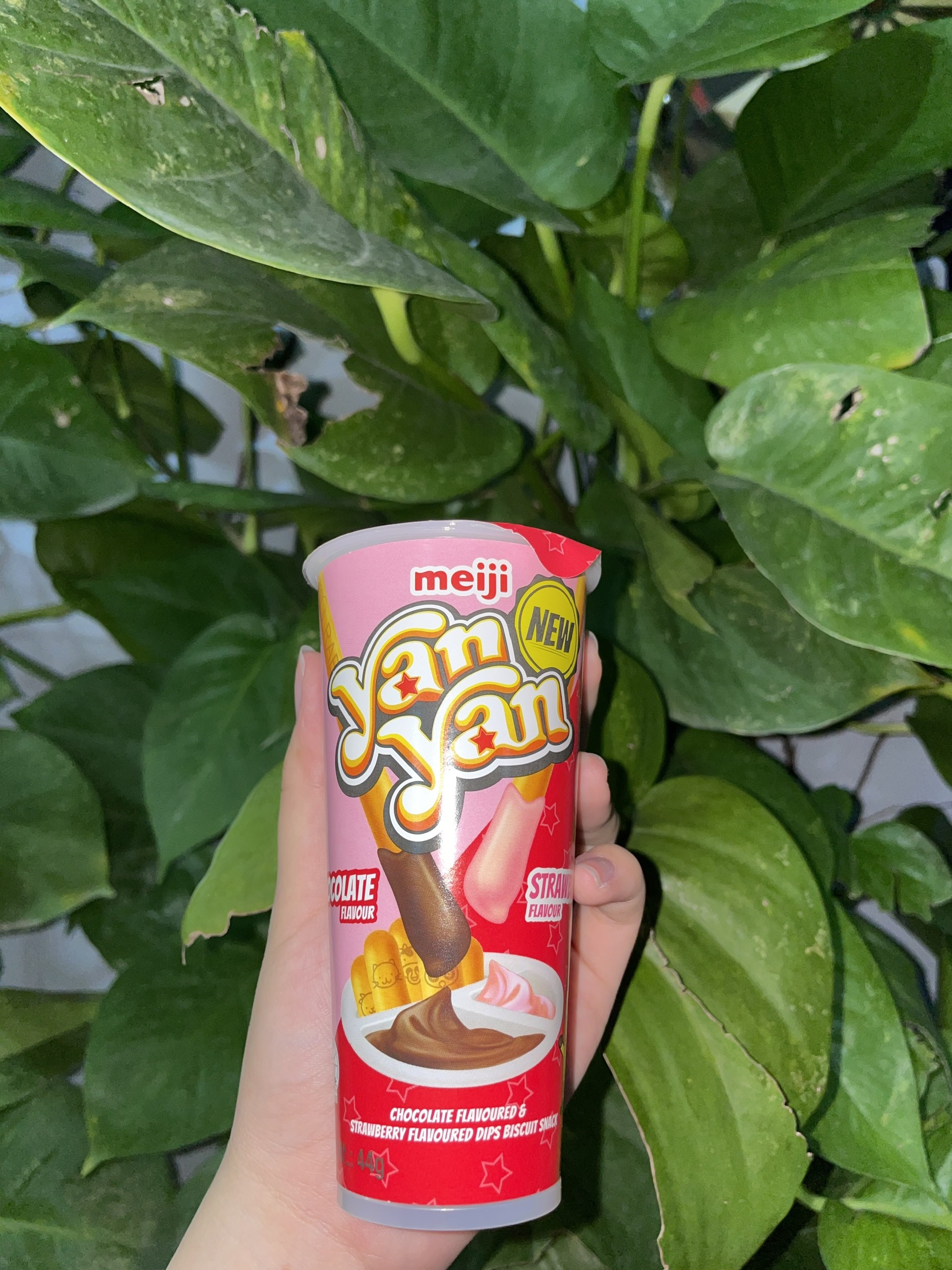 Bánh Que Yan Yan Meiji Chấm Kem Hỗn Hợp Dâu và Sôcôla Double Cream Flavor