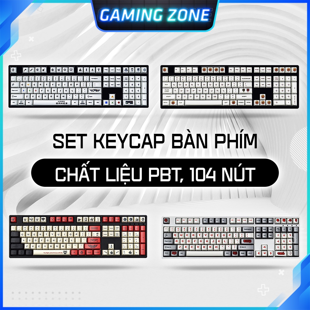 Keycap bàn phím cơ Caribe/Pixel/VideoGame/User nhựa PBT 104 phím siêu đẹp
