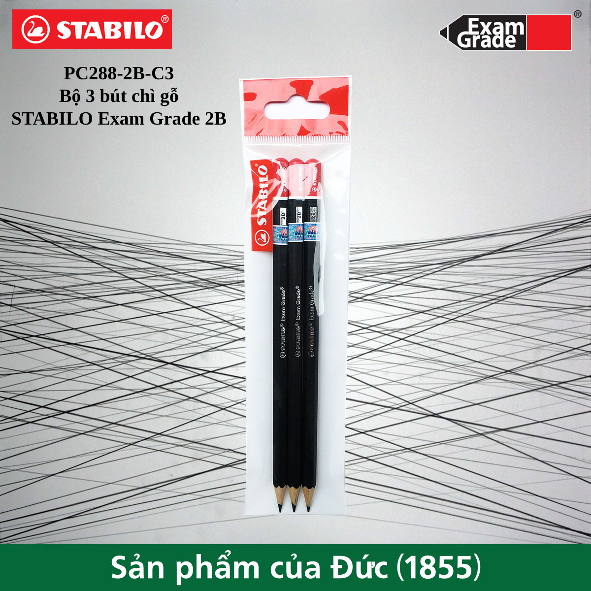Hộp 12 cây bút chì gỗ stabilo exam grade 2b/hb