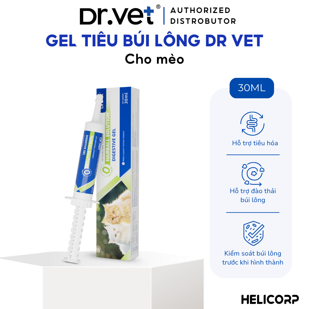 Gel tiêu búi lông, hỗ trợ tiêu hoá cho mèo DrVET