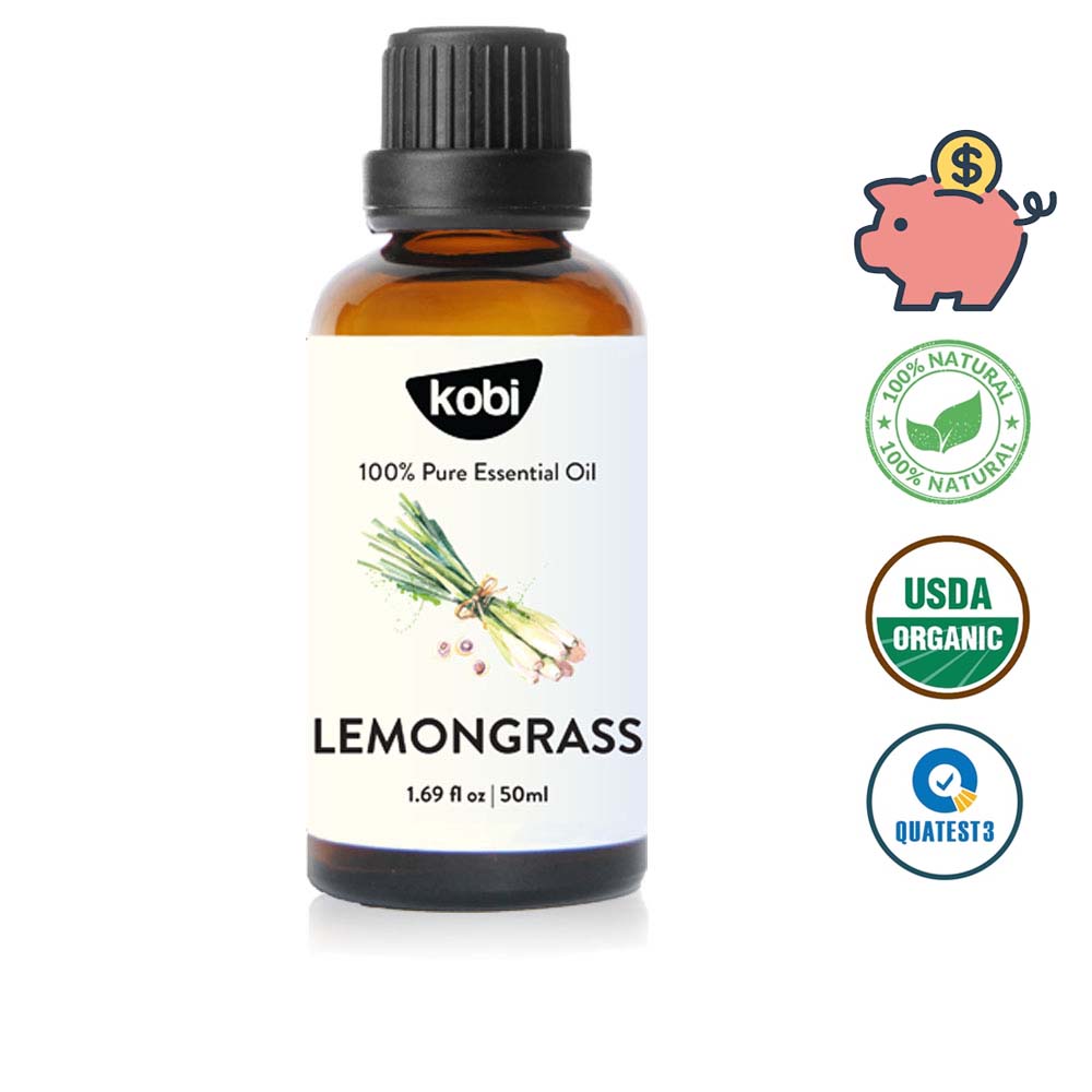 Tinh dầu Sả Chanh Kobi Lemongrass essential oil nguyên chất giúp khử mùi, thanh lọc không khí, làm thơm phòng, đuổi muỗi hiệu quả -50ml