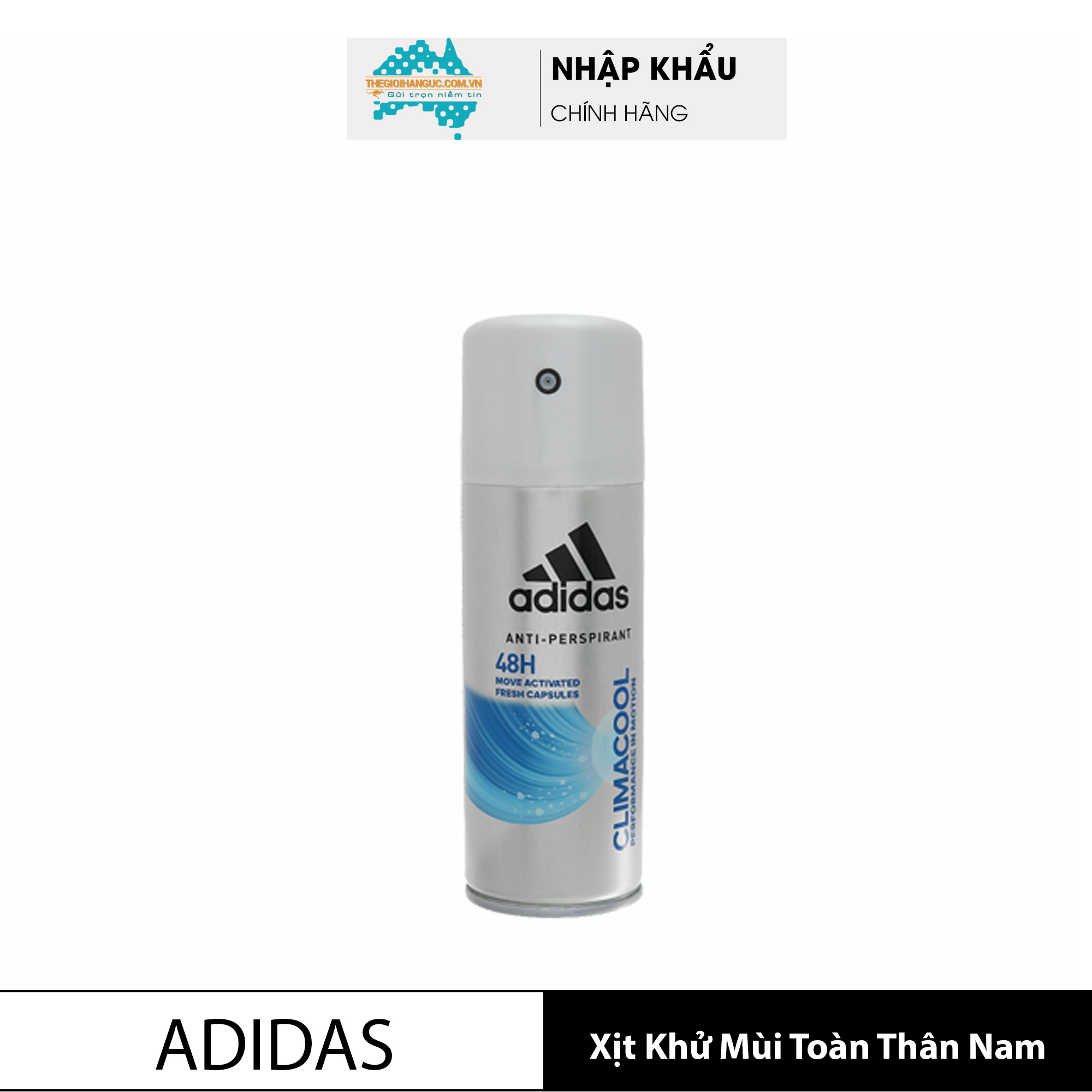 Xịt khử mùi toàn thân nam ngăn mồ hôi Adidas Climacool 150ml