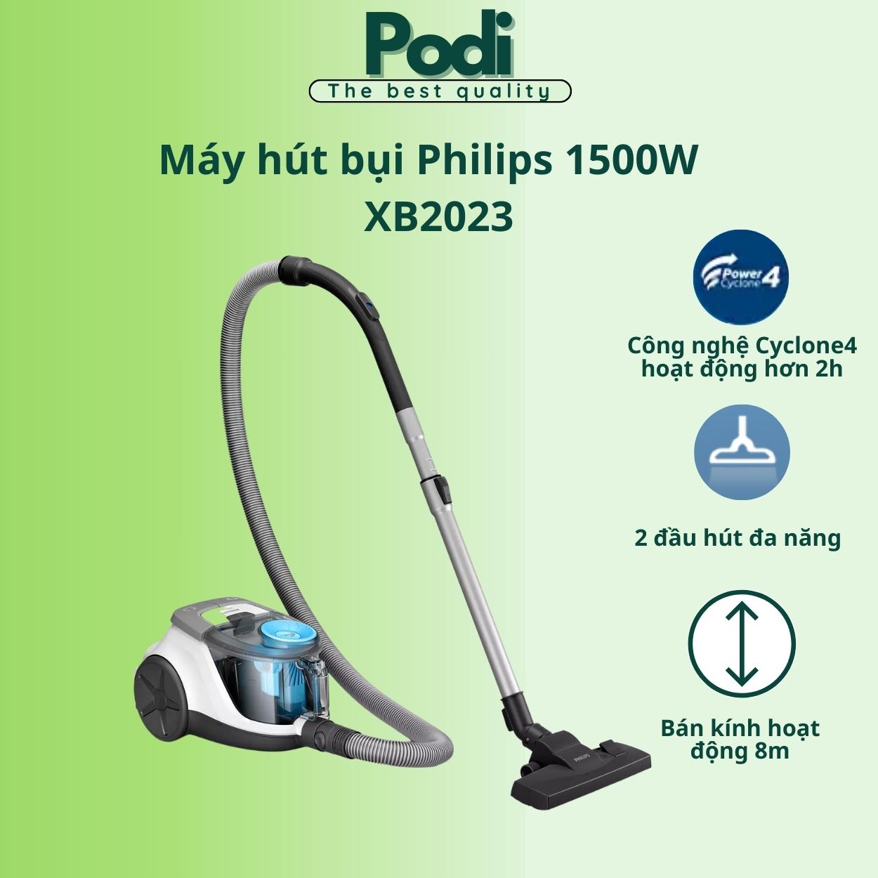 Máy hút bụi philips xb2023 /81 sử dụng công nghệ supercleanair, công suất 1500w - bh 2 năm