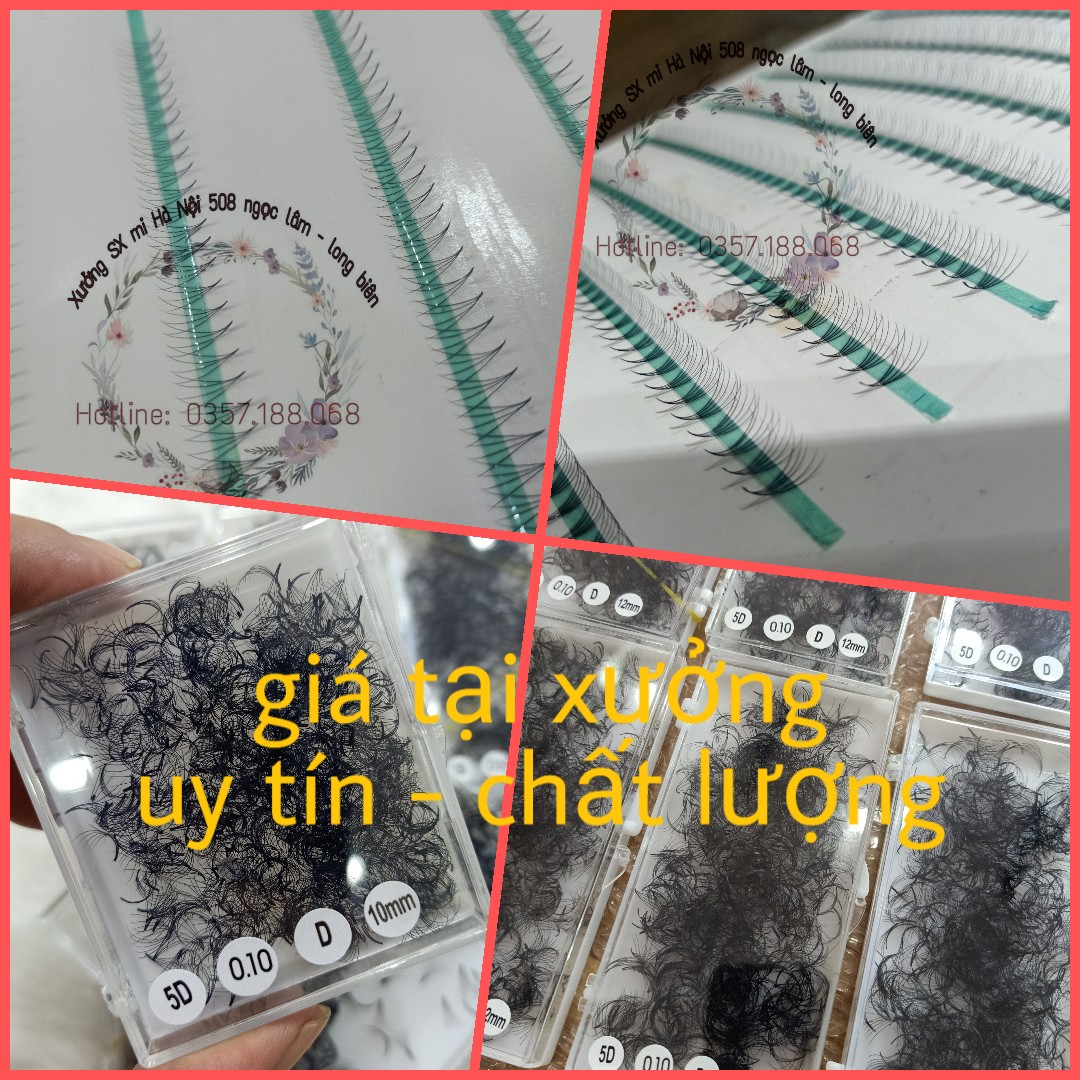 SIÊU RẺ, SIÊU ĐẸP - Mi fan 5d 0.10 (hộp 1050 fan) chất mi đen, mềm, siêu bắt keo, chân keo nhỏ