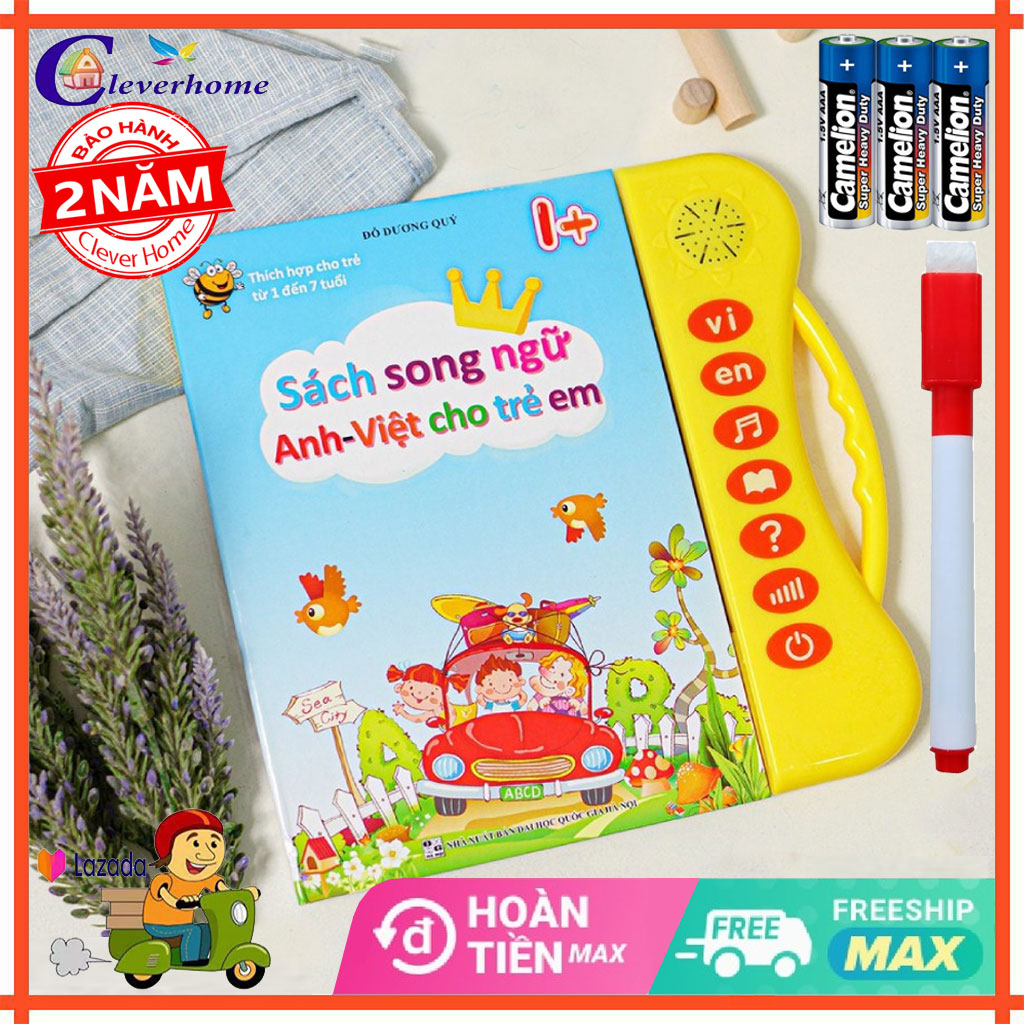 (Tặng kèm vỉ 4 viên pin)Sách Điện Tử Thông Minh Cho Bé Sách Song Ngữ Cho Bé học tiếng anh SÁCH ĐIỆN TỬ SONG NGỮ ANH - VIỆT