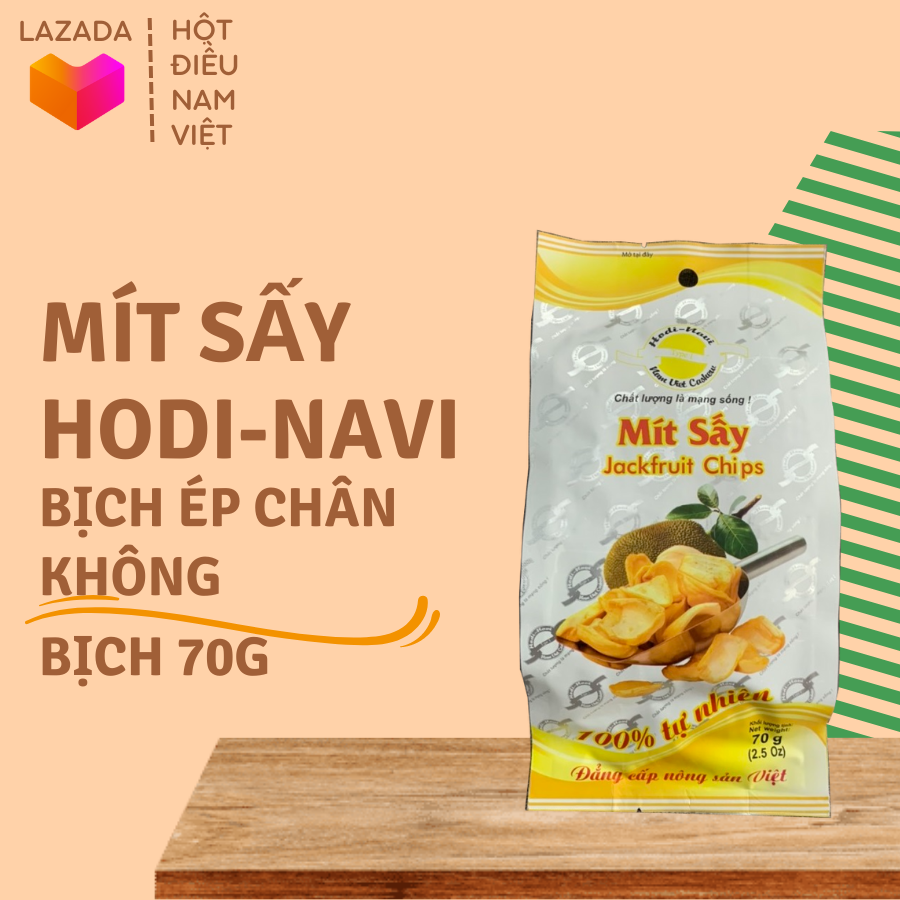 Mít sấy Hodi-Navi gói 70gr, mít nguyên miếng, giòn thơm, 100% mít nguyên chất
