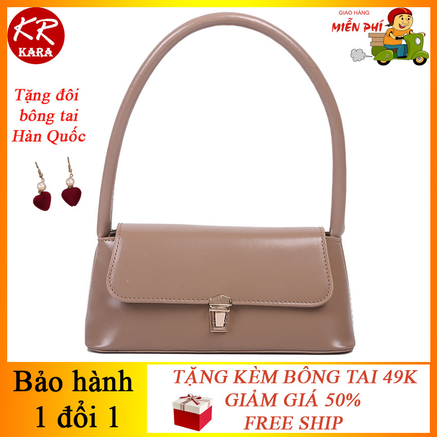 Túi xách nữ, Túi đeo vai nữ KR 58- Da PU bóng, cao cấp, Khóa mạ vàng ánh kim, 3 màu (Đen, Nâu, Be)- Túi đeo vai nữ, Túi đeo vai nữ hàn quốc, Túi đeo chéo nữ- KARA 58