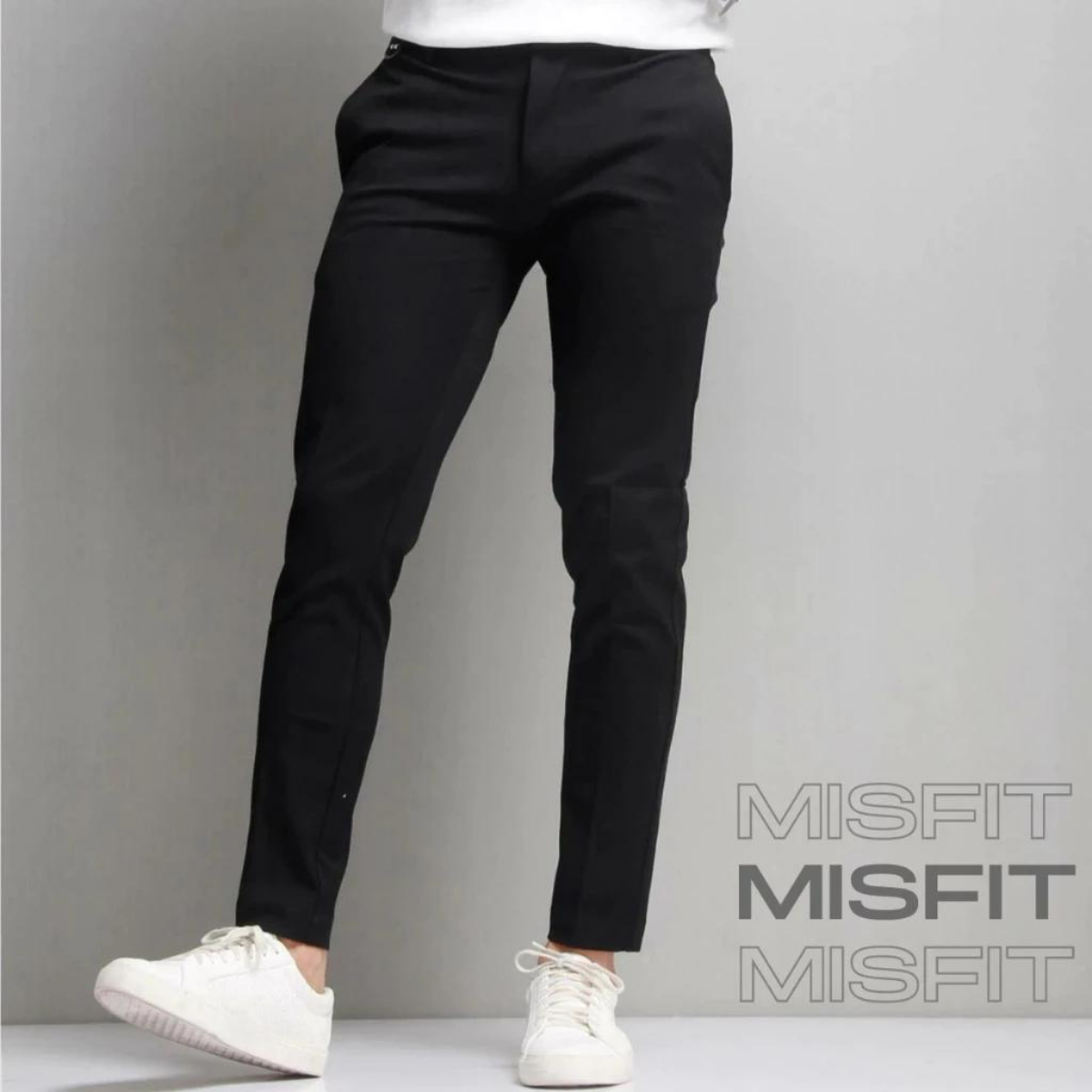 Quần tây nam hàn quốc dáng baggy MISFIT suông đen vải dày dặn co giãn tốt thương hiệu JBAGY